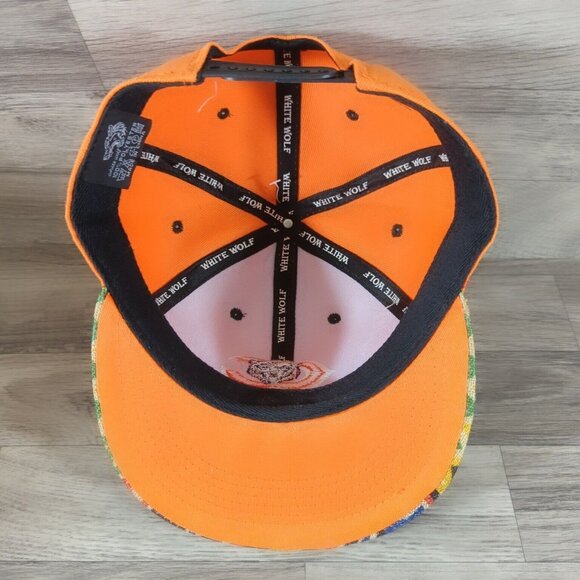 White Wolf Chicago Bears Adjustable Snapback Hat Orange Flat Bill Burlap - Picture 9 of 11